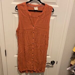Knox Rose xxl Orange Sleeveless Button-Down Dress